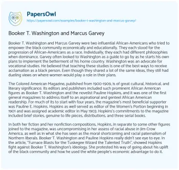 Essay on Booker T. Washington and Marcus Garvey