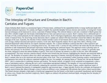 Essay on The Interplay of Structure and Emotion in Bach’s Cantatas and Fugues