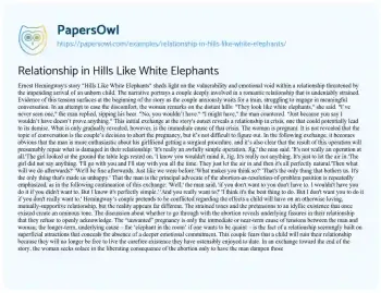 Essay on Relationship in Hills Like White Elephants