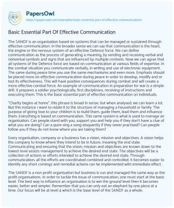 Essay on Basic Essential Part of Effective Communication