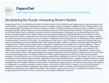 Essay on Deciphering the Puzzle: Unraveling Rome’s Decline