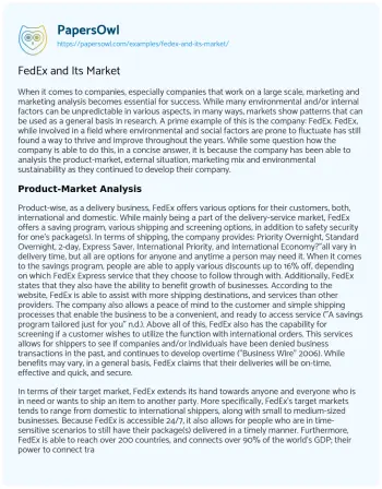 Essay on FedEx and its Market