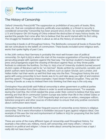 Essay on The History of Censorship