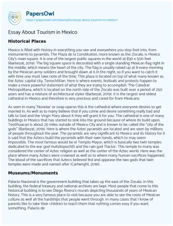 Essay on Essay about Tourism in Mexico