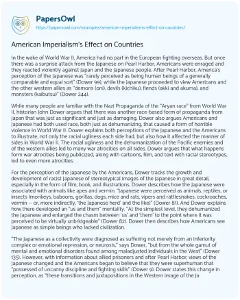 Essay on American Imperialism’s Effect on Countries