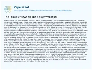 Essay on Feminist Struggles in the Yellow Wallpaper