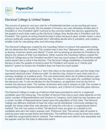 Essay on Electoral College & United States