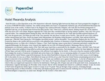 Essay on Hotel Rwanda Analysis