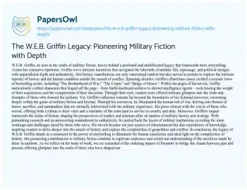 Essay on The W.E.B. Griffin Legacy: Pioneering Military Fiction with Depth