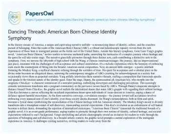 Essay on Dancing Threads: American Born Chinese Identity Symphony