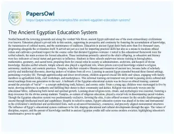 Essay on The Ancient Egyptian Education System