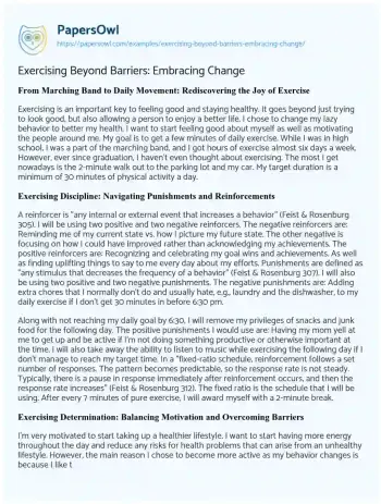 Essay on Exercising Beyond Barriers: Embracing Change