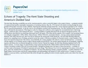 Essay on Echoes of Tragedy: the Kent State Shooting and America’s Divided Soul