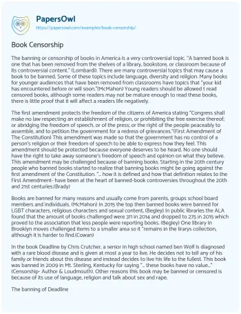 Essay on Book Censorship