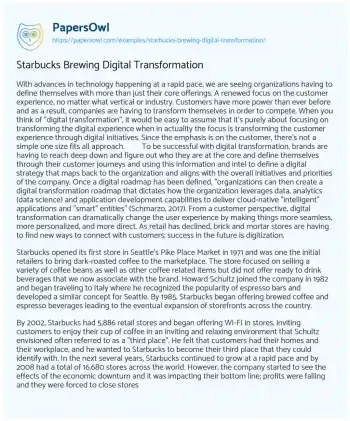 Essay on Starbucks Brewing Digital Transformation