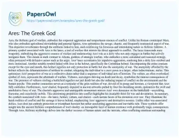 Essay on Ares: the Greek God