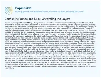 Essay on Conflict in Romeo and Juliet: Unraveling the Layers