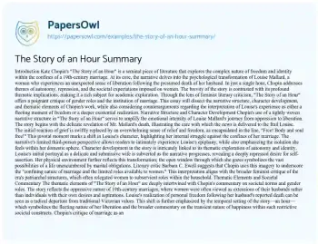 Essay on The Story of an Hour Summary