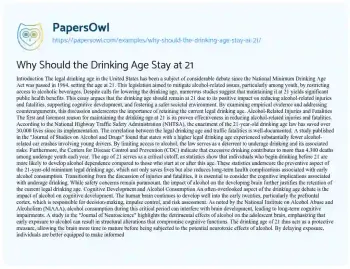 Essay on Why should the Drinking Age Stay at 21