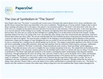 Essay on The Use of Symbolism in “The Storm”
