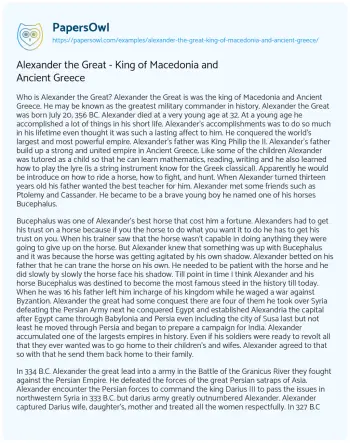 Essay on Alexander the Great – King of Macedonia and Ancient Greece