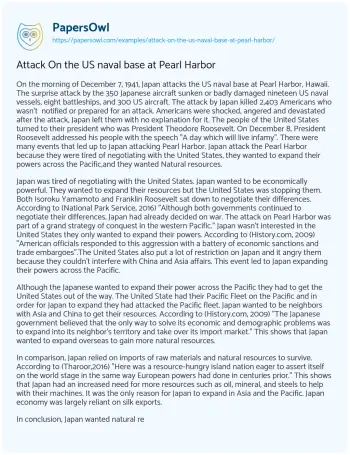 Essay on Attack on the US Naval Base at Pearl Harbor