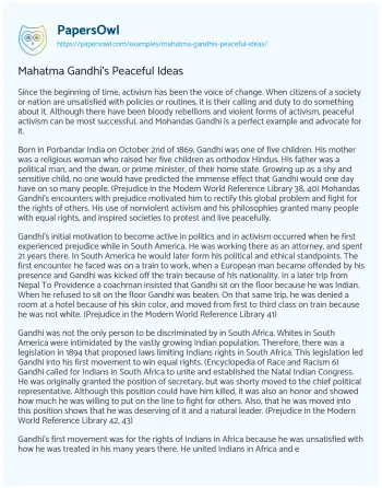 Essay on Mahatma Gandhi’s Peaceful Ideas