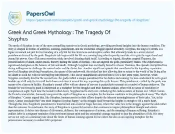 Essay on Greek and Greek Mythology : the Tragedy of Sisyphus