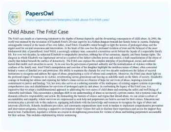 Essay on Child Abuse: the Fritzl Case