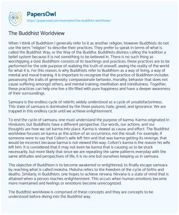 Essay on The Buddhist Worldview