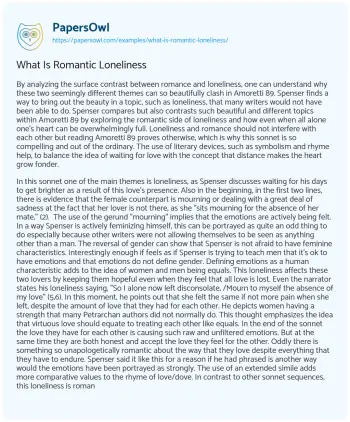 Essay on What is Romantic Loneliness