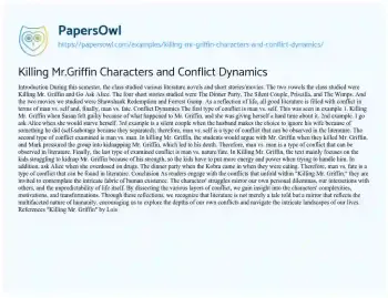 Essay on Killing Mr.Griffin Characters and Conflict Dynamics