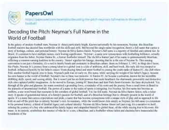 Essay on Decoding the Pitch: Neymar’s Full Name in the World of Football