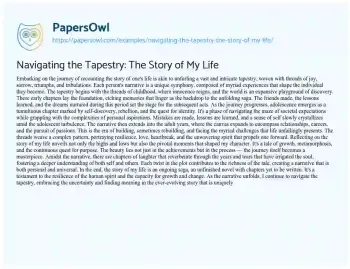 Essay on Navigating the Tapestry: the Story of my Life