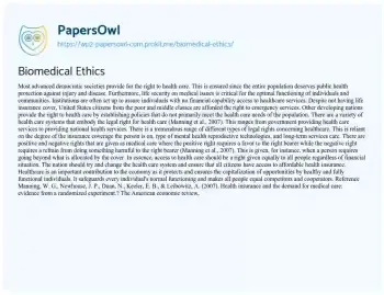 Essay on Biomedical Ethics