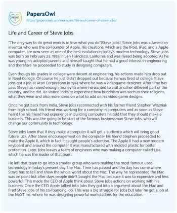 Essay on Life and Career of Steve Jobs