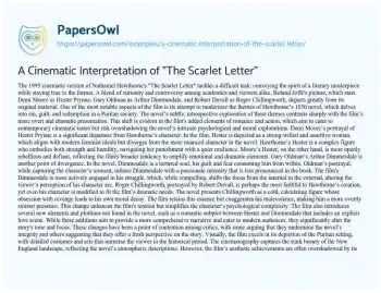 Essay on A Cinematic Interpretation of “The Scarlet Letter”