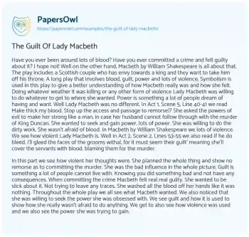 Essay on The Guilt of Lady Macbeth