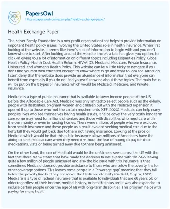 Essay on Health Exchange Paper 