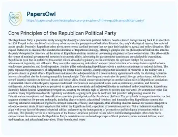 Essay on Core Principles of the Republican Political Party