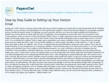 Essay on Step-by-Step Guide to Setting up your Verizon Email