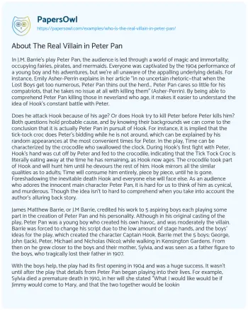 Essay on About the Real Villain in Peter Pan