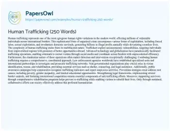 Essay on Human Trafficking (250 Words)