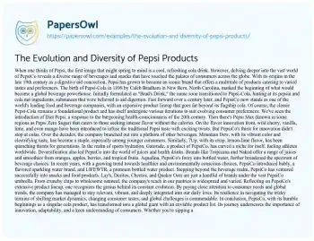 Essay on The Evolution and Diversity of Pepsi Products