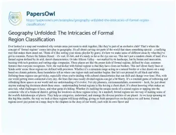 Essay on Geography Unfolded: the Intricacies of Formal Region Classification