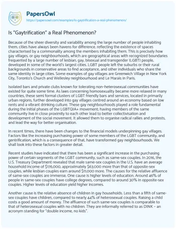 Essay on Is “Gaytrification” a Real Phenomenon?