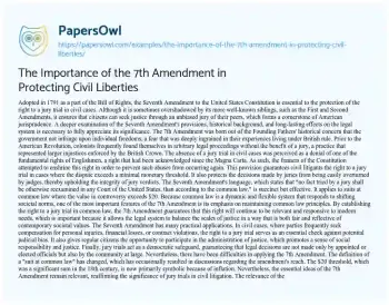 Essay on The Importance of the 7th Amendment in Protecting Civil Liberties