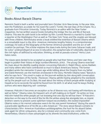 Essay on Books about Barack Obama