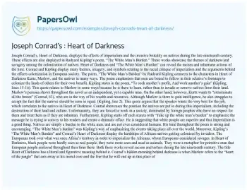 Essay on Joseph Conrad’s : Heart of Darkness