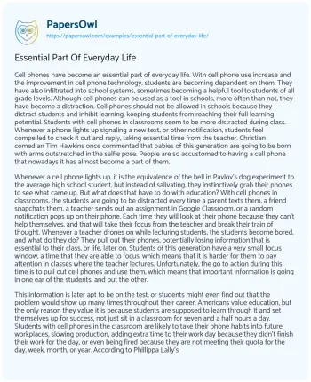 Essay on Essential Part of Everyday Life